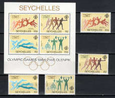 Seychelles 1984 Olympic Games Los Angeles, Athletics, Boxing, Swimming, Weightlifting Set Of 4 + S/s MNH - Summer 1984: Los Angeles