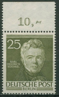 Berlin 1952 Karl Friedrich Schinkel Mit Oberrand 98 OR Postfrisch - Unused Stamps