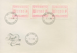 Finnland ATM 1982 Kl. Posthörner Satz 3 Werte ATM 1.1 S6 Auf Brief (X80554) - Viñetas De Franqueo [ATM]