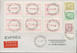 Finnland ATM 1982 Kl. Posthörner, FDC ATM 1.1 Auf Express-Brief (X80556) - Viñetas De Franqueo [ATM]