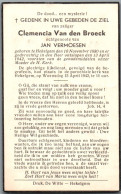 Bidprentje Hekelgem - Van Den Broeck Clemencia (1880-1942) - Santini