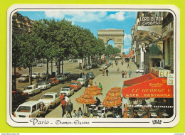 75 PARIS Les Champs Elysées Arc De Triomphe Café Restaurant Le Georges V CINEMA Lord Byron Citroën DS En 1985 - Champs-Elysées