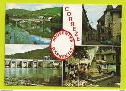 19 ARGENTAT En 4 Vues Barrage Du Sablier Marché Statue Pont Sur La Dordogne Citroën 2CV En 1987 - Argentat