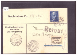 CARTE NACHNAHME - KREDITSCHUTZVEREIN WETZIKON - ETIQUETTE IMPAYE - Cartas & Documentos