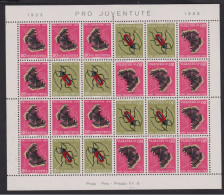 1953 Schweiz Pro Juventute ** Zum:CH JOZ41,Yt:CH 541a, Mi:CH 590+591, Kehrdruckblock, Trauermantel + Purpur-Bockkäfer - Ungebraucht