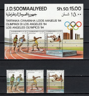 Somalia 1984 Olympic Games Los Angeles, Athletics Set Of 3 + S/s MNH - Verano 1984: Los Angeles