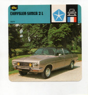 FICHE AUTOMOBILE - CHRYSTLER-SIMCA 2L - Voitures