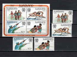 Swaziland 1984 Olympic Games Los Angeles, Athletics, Swimming, Shooting, Boxing Set Of 4 + S/s MNH - Summer 1984: Los Angeles