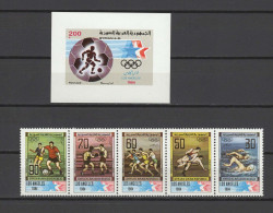 Syria 1984 Olympic Games Los Angeles, Football Soccer, Boxing, Athletics, Wrestling, Swimming Set Of 5 + S/s MNH - Ete 1984: Los Angeles