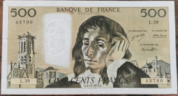 Billet 500 Francs PASCAL 6 - 12 - 1973 FRANCE L.39 - 500 F 1968-1993 ''Pascal''