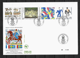 1994 Joint/Commune France And Sweden, FDC FRANCE WITH STRIP 6 STAMPS: Cultural Relations - Emissions Communes