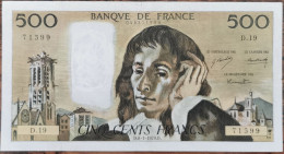 Billet 500 Francs PASCAL 8 - 1 - 1970 FRANCE D.19 - 500 F 1968-1993 ''Pascal''