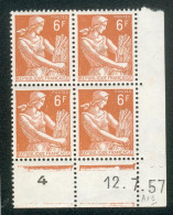 Lot C032 France Coin Daté Moissonneuse N°1115 (**) - 1950-1959
