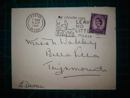 ANGLETERRE, Enveloppe Oblitérée à Exeter, Devon, Année 1964. Circulée Avec Cachet Spécial "no Littering" - Oblitérés