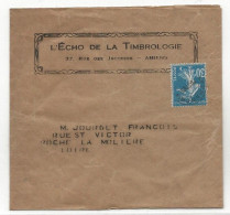 FRANCE 1922 1932 PREO 60 30c Bleu Semeuse Fond Plein YT 192 Sur Bande Journal Manchette ECHO TIMBROLOGIE AMIENS - 1921-1960: Periodo Moderno