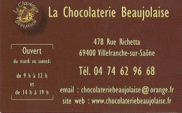 *Carte Visite - La Chocolaterie Beaujolaise à Villefranche Sur Saône (69) - Tarjetas De Visita