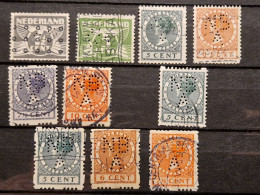 Netherlands, Nederland; Roltanding; POKO Perfins; 10 Different Stamps NBA - Non Classés