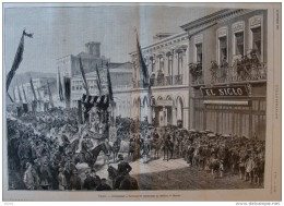 Chili - Célébration à Santiago Du Centenaire Du Général O'Higgins - Page Original 1876 - Documenti Storici