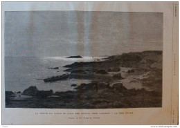 La Grève Du Lohic Et L'ile Des Souris, Près Lorient - La Mer étale - Page Original 1876 - Historische Dokumente