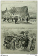 Les Grandes Manoueuvres D'automne - Les Cantines Civiles - Occupation D'une Ferme Par L'infanterie - Page Original 1876 - Documents Historiques