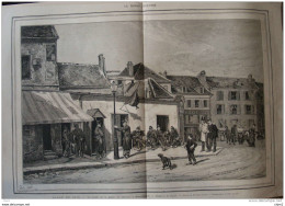 Le Poste De La Place Du Marché à Saint-Denis (tableau De M. Dupray) -  Page Original  1876 - Documents Historiques