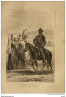 Paysans De La Campagne Romaine - Dessin De D. Maillart -  Page Original 1876 - Historical Documents