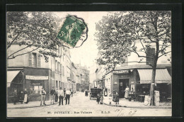 CPA Puteaux, Rue Voltaire, Vue De La Rue Avec Restaurants  - Puteaux