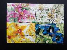 SINGAPUR BLOCK 82 POSTFRISCH(MINT) BLUMEN 2001 EDELWEISS ENZIAN RHODODENDRON - Singapore (1959-...)