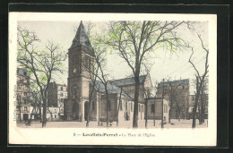 CPA Levallois-Perret, La Place De L`Eglise  - Levallois Perret