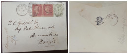 O) 1879 GREAT BRITAIN, AYLSHAM, QUEEN VICTORIA 1p, STRIP OVAL 39, CIRCULATED TO PERNAMBUCO - BRAZIL - Other & Unclassified