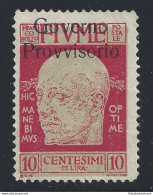 1921 Fiume, N° 176i 10 Cent. Carmin MLH/*  SOVRASTAMPA SPOSTATA IN ALTO - Altri & Non Classificati