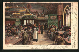 Künstler-Lithographie Paul Hey: München, Gasthof Kgl. Hofbräuhaus, Angeregte Unterhaltung Im Saal  - Hey, Paul