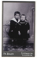 Fotografie Fr. Bauer, Steinach, Portrait Zwei Niedliches Kleinkinder In Kleidern  - Personnes Anonymes
