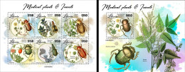 Liberia 2023, Medical Plants And Insects, 6val In BF +BF - Piante Medicinali