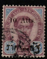 Thailand Cat 50d 1895 Provisional Issue  10 Atts On 24 Atts  Drop 0 Variety,used - Thaïlande