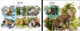 Liberia 2023, Animals, Cats, 6val In BF +BF - Domestic Cats