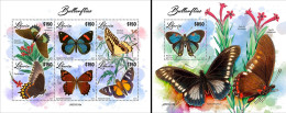 Liberia 2023, Animals, Butterfly, 6val In BF +BF - Vlinders