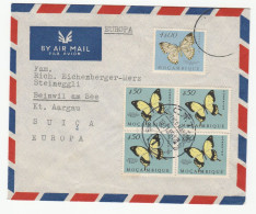 1953 MOZAMBIQUE Multi BUTTERFLY Stamps COVER Air Mail To Switzerland Insect Butterflies - Farfalle