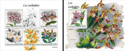 Guinea 2023, Orchids, 5val In BF +BF - Orchideeën
