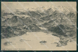 Verbania Lago Maggiore Mappa PIEGA Cartolina KV4597 - Verbania