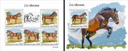 Delcampe - Guinea 2023, Animals, Horses, 5val In BF +BF - Pferde