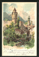 Künstler-AK Edward Theodore Compton: Hall I. T., Burg Hasegg Und Kirche Im Ortsbild  - Compton, E.T.