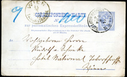 Rohrpost-Postkarte RP11 Wien-Landstr.-Hauptstr. - W-Taborstr. 1889 - Briefkaarten