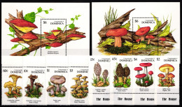 Dominica 1394-1401 Und Block 182 Und 183 Postfrisch Pilze #JA769 - Dominica (1978-...)
