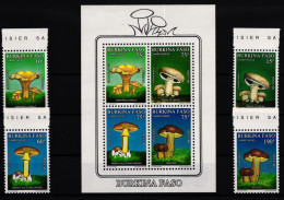 Burkina Faso 1231-1234 Und Block 134 Postfrisch Pilze #JA785 - Burkina Faso (1984-...)