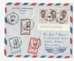 1962 Morocco COVER Multi Patrice Lumumba Map Bank  Stamps HOTEL MIRAMAR Tangier Air Mail To GB - Maroc (1956-...)