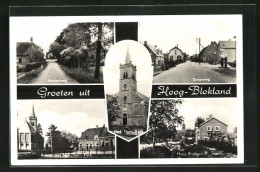 AK Hoog-Blokland, Beemdweg, Dorpsweg, School Met Ned. Herv. Kerk  - Andere & Zonder Classificatie