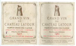 LOT De 2 " Etiquette " De Vin Bordeaux Grand Vin De Chateau Latour 1957 Et 1960 Premier Grand Cru Classé Médoc Pauillac - Bordeaux