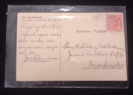 D)1929, SLOVENIA, POSTCARD, SENT TO MONTEVIDEO, WITH ALLEGORIES STAMP, WITHOUT WATERMARK, AVIATION, XF - Slovenië