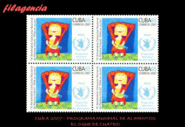 CUBA. BLOQUES DE CUATRO. 2007-13 CONCURSO DE DIBUJO INFANTIL DEL PROGRAMA MUNDIAL DE ALIMENTACIÓN - Nuevos